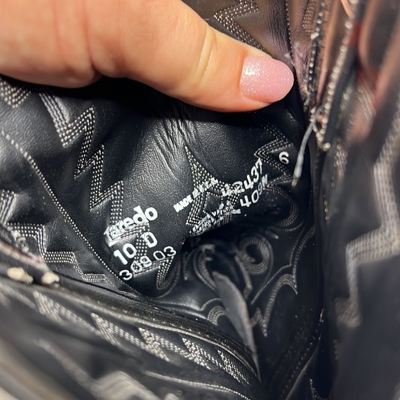 Laredo Black Leather Cowboy Western Boots - Picture 8 of 10